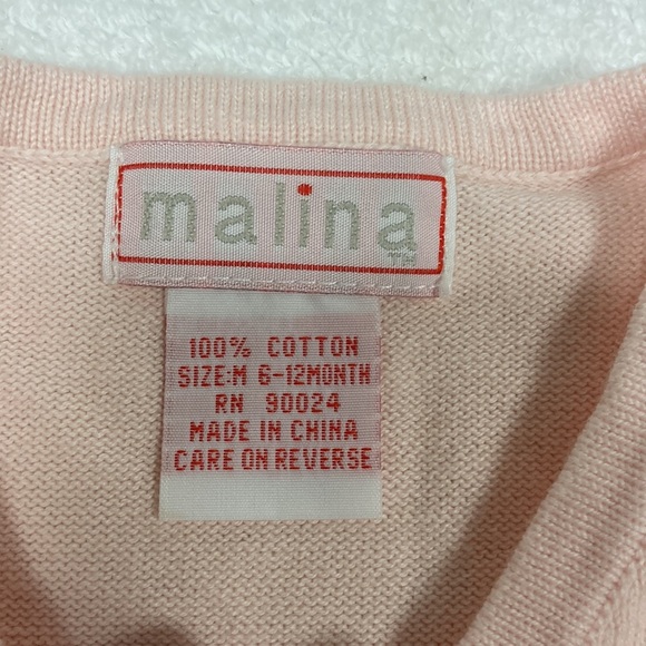 Malina light pink cotton sweater knit romper 6/12m - Picture 4 of 5